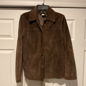J. Crew Vintage Women’s Brown Leather Suede Car Coat Jacket Y2K sz Medium